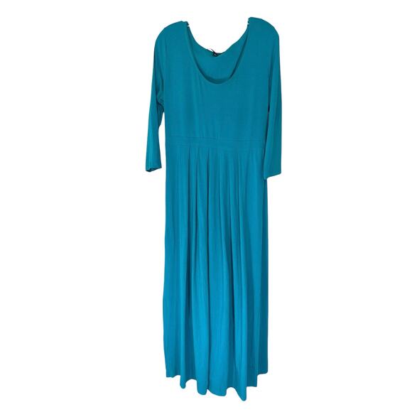 Chadwicks Maxi Dress Blue Pleated Round Neck Long Sleeve Cottagecore Large - Picture 1 of 13